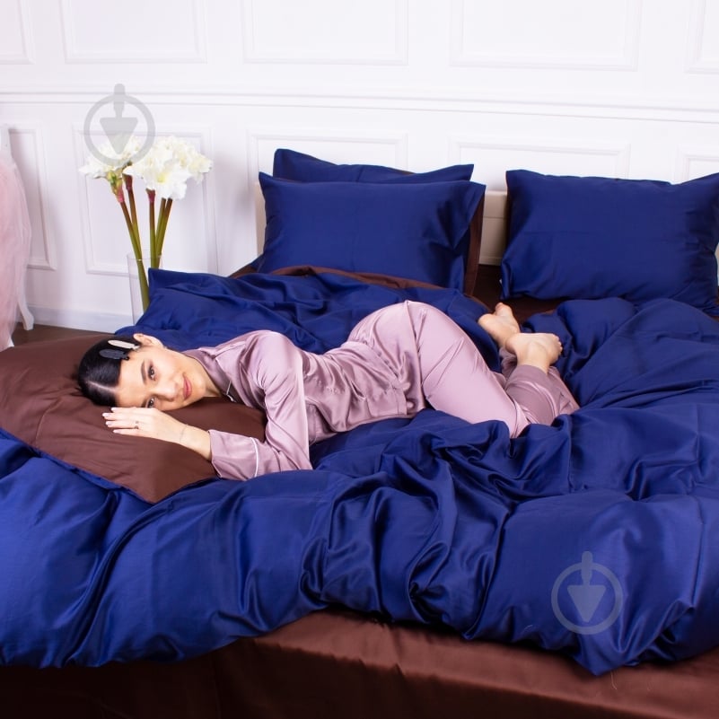 Наволочка Satin Premium 0211+4052 Azure 60x60 см кофейный/синий MirSon - фото 5