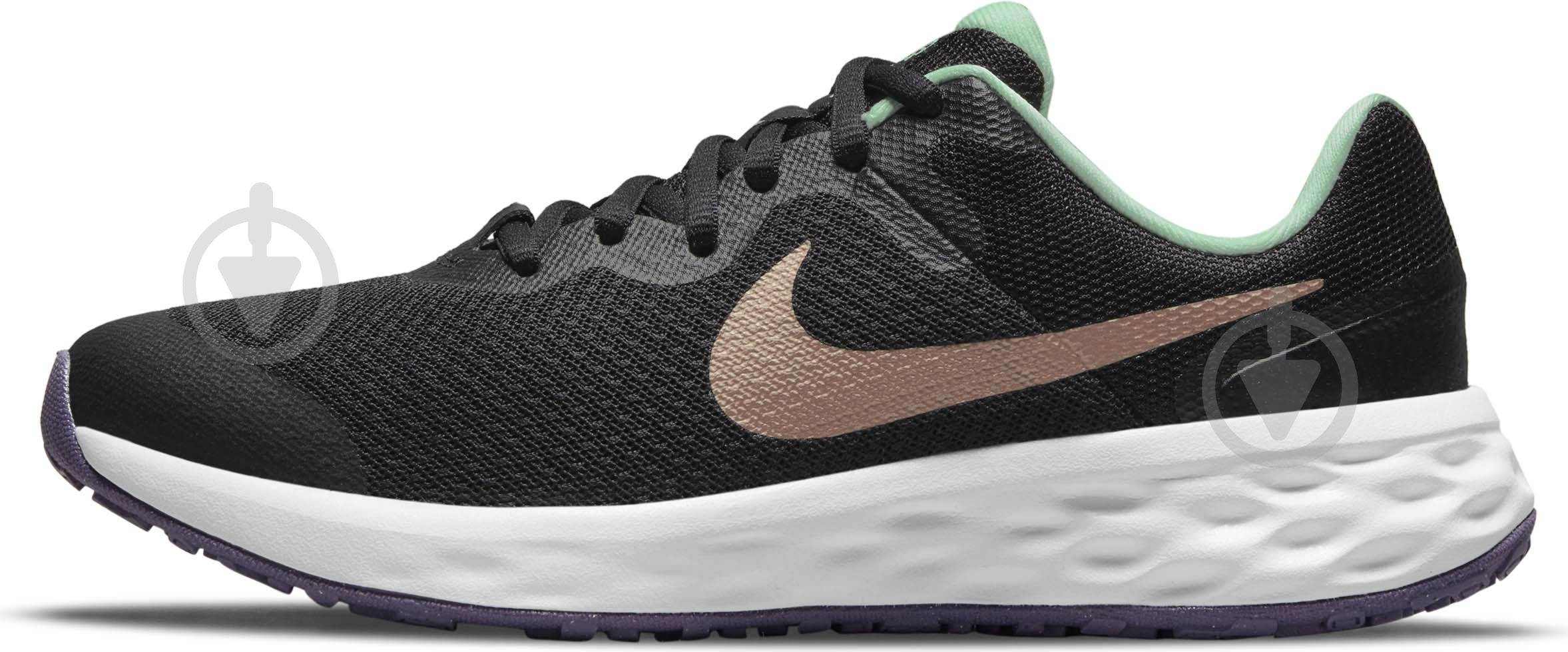 Кроссовки для девочек демисезонные Nike Revolution 6 DD1096-005 р.37,5 черные - фото 3