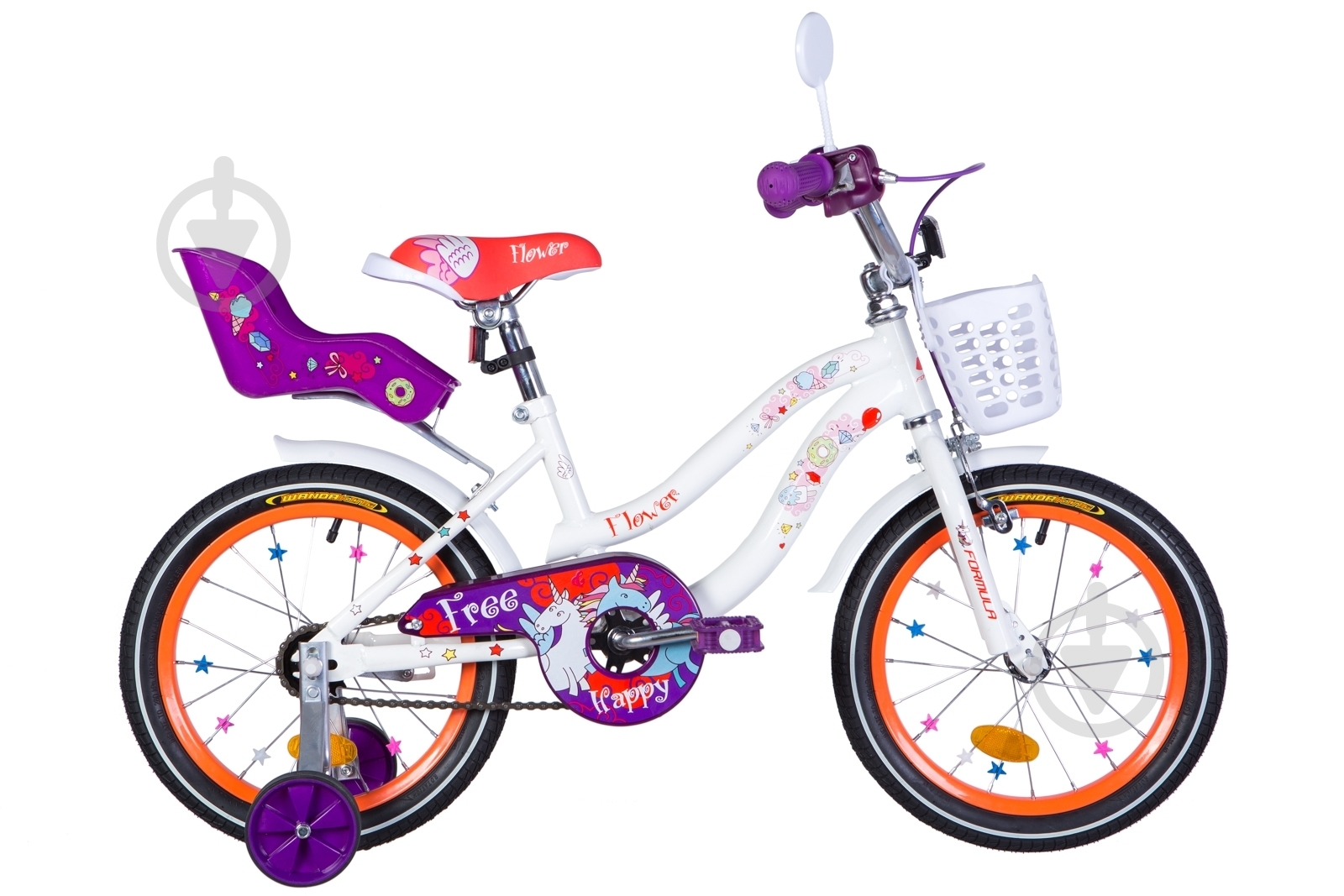 Велосипед Formula 16" 8"(20 см) FLOWER PREMIUM OPS-FRK-16-147 белый - фото 1