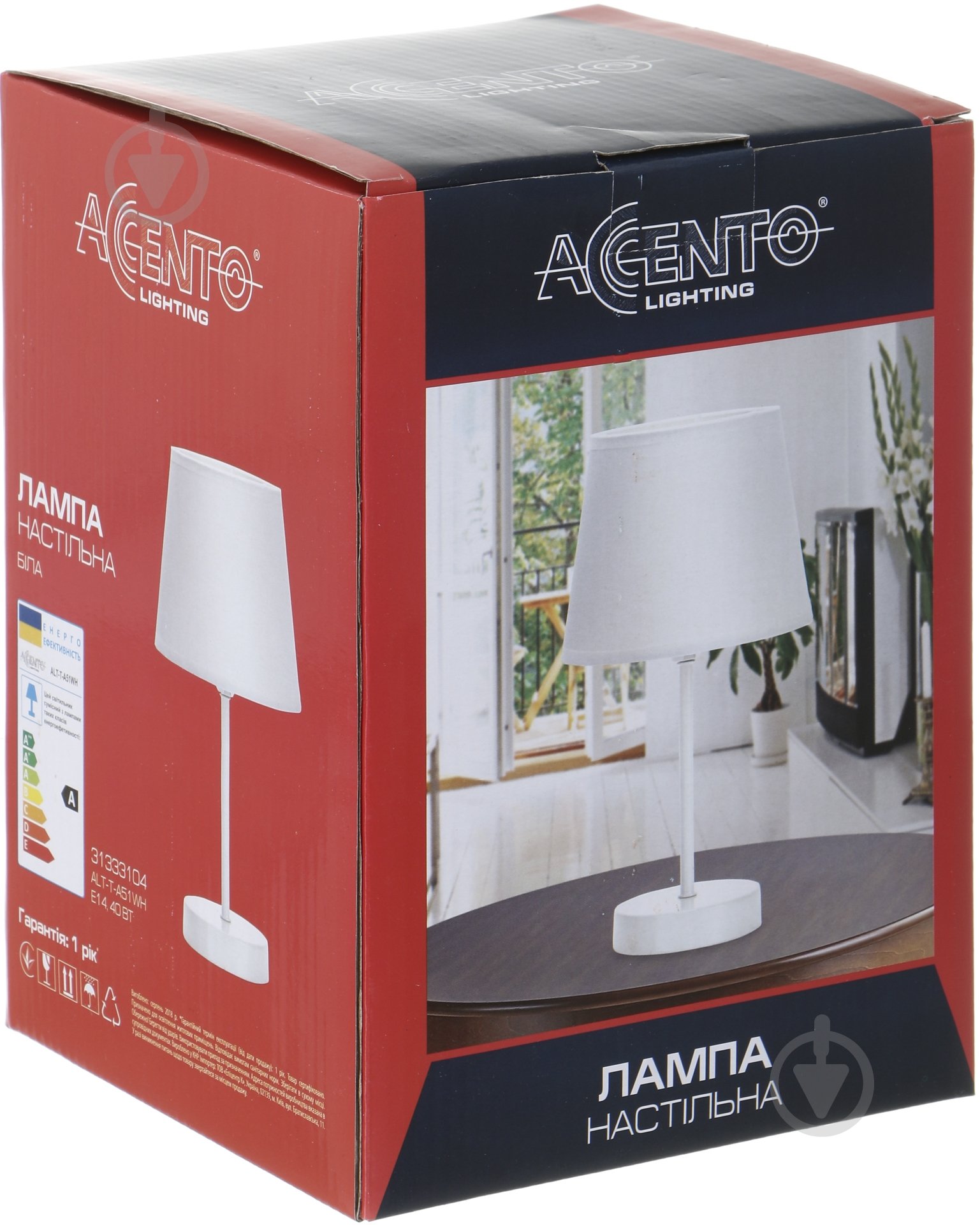 Настільна лампа Accento lighting ALT-T-A51WH 1x40 Вт E14 білий - фото 4
