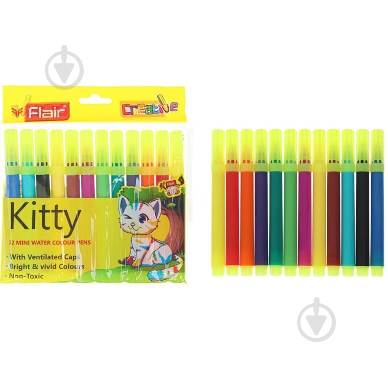 Фломастеры FA8019 12 цветов мини Kitty Flair - фото 1