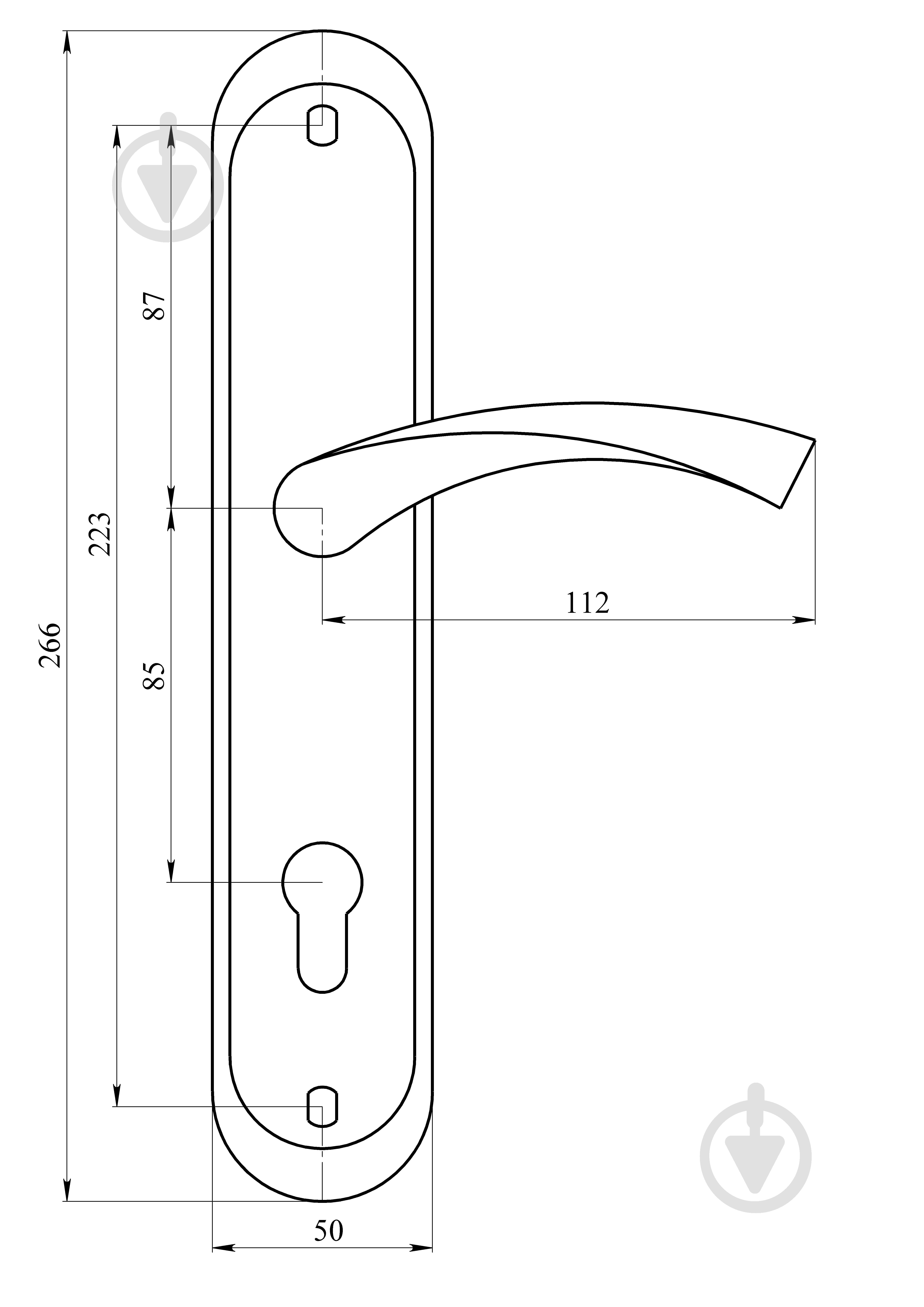 Ручка на планке ASTEX AT-Cornu 85/50 NEWBN на входные и межкомнатные двери цилиндровый 85 мм никель - фото 2