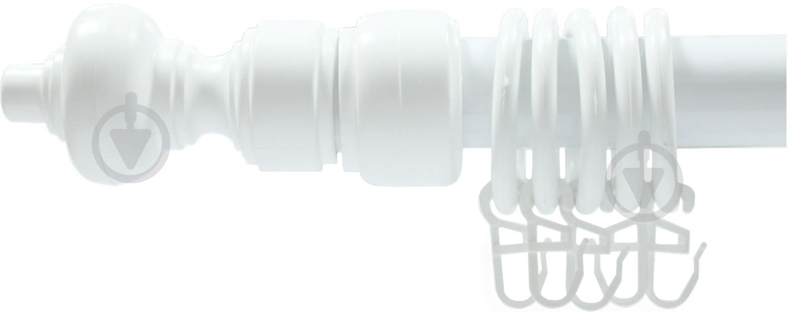 Карниз ОМиС одинарный укомплектованный d28 мм 160 см белый - фото 1