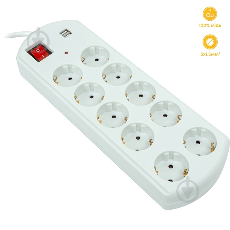 Мережевий фільтр PowerPlant YS-N6065/5 із заземленням 10 гн. 5 м EX610556 - фото 2