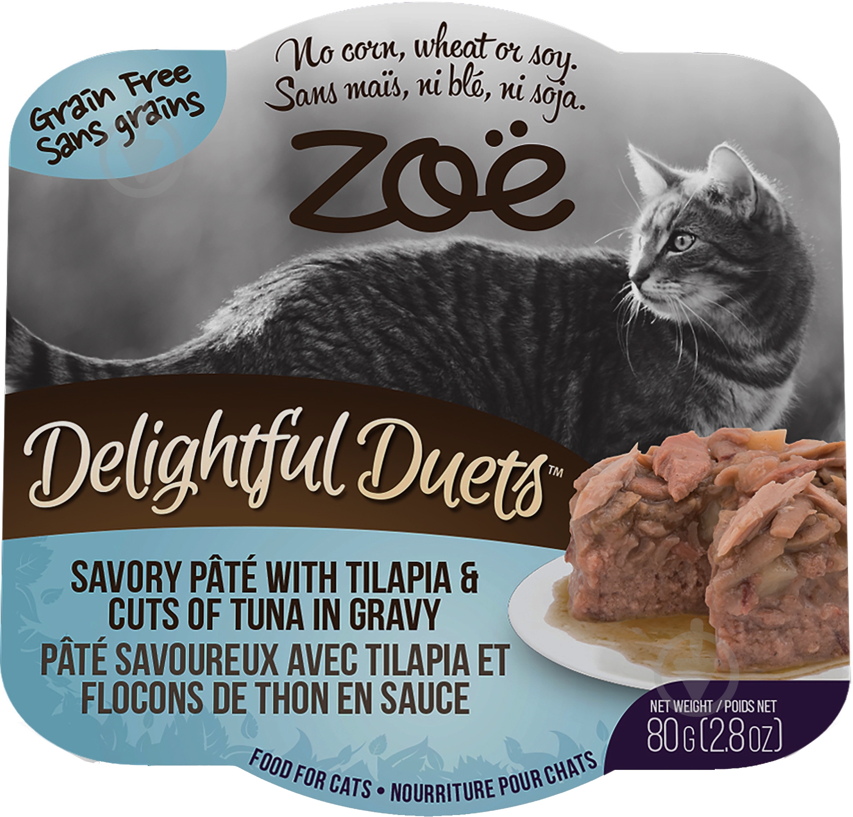 Корм ZOE Delightful Duets Pate тилапия-тунец 80 г - фото 1