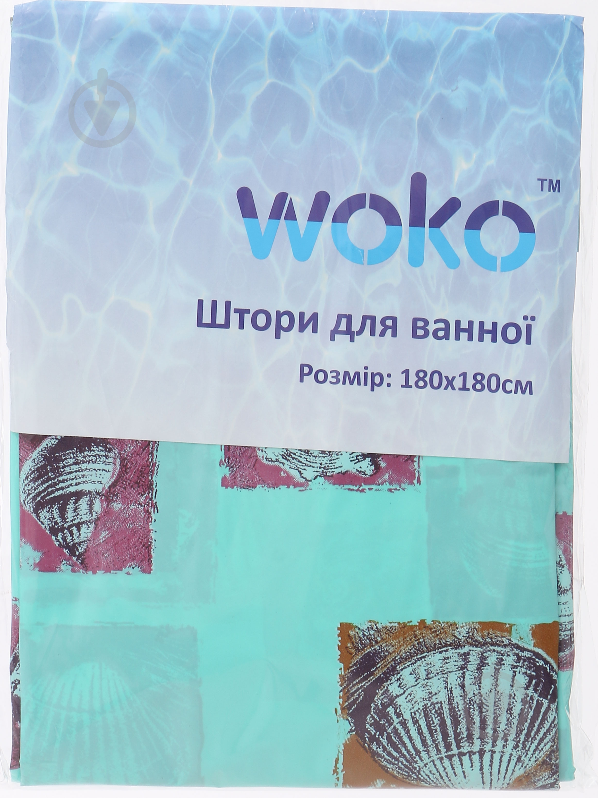 Штора для душа Woko Ракушки Green - фото 3 Штора для душа Woko Ракушки Green - фото 3