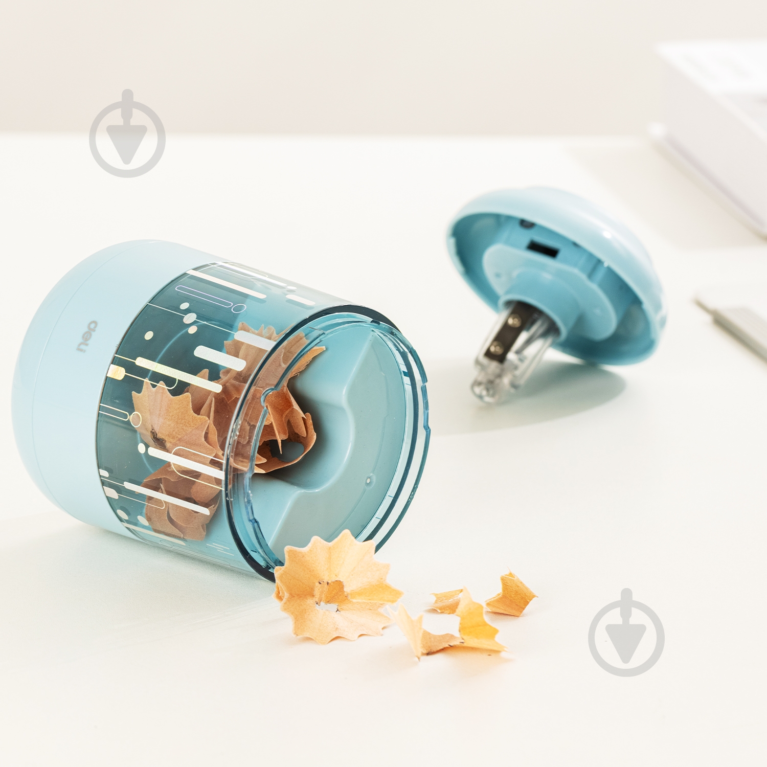 Точилка механическая EH508-Bl голубая электрическая с верхней подачей карандаша Deli - фото 4