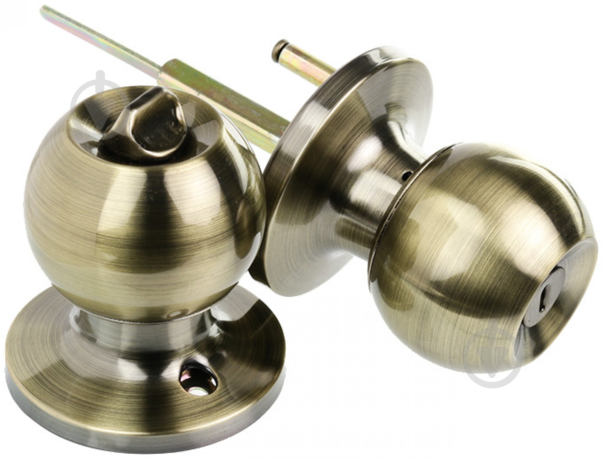 Кнобсет (ручка-защелка) Latuna Шар санузловой античная латунь - фото 2 Кнобсет (ручка-защелка) Latuna Шар санузловой античная латунь - фото 2