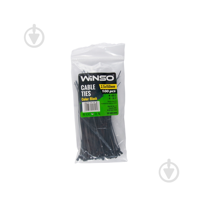 Хомут пластиковый WINSO 2,5x150 100 шт. 225150 - фото 1 Хомут пластиковый WINSO 2,5x150 100 шт. 225150 - фото 1
