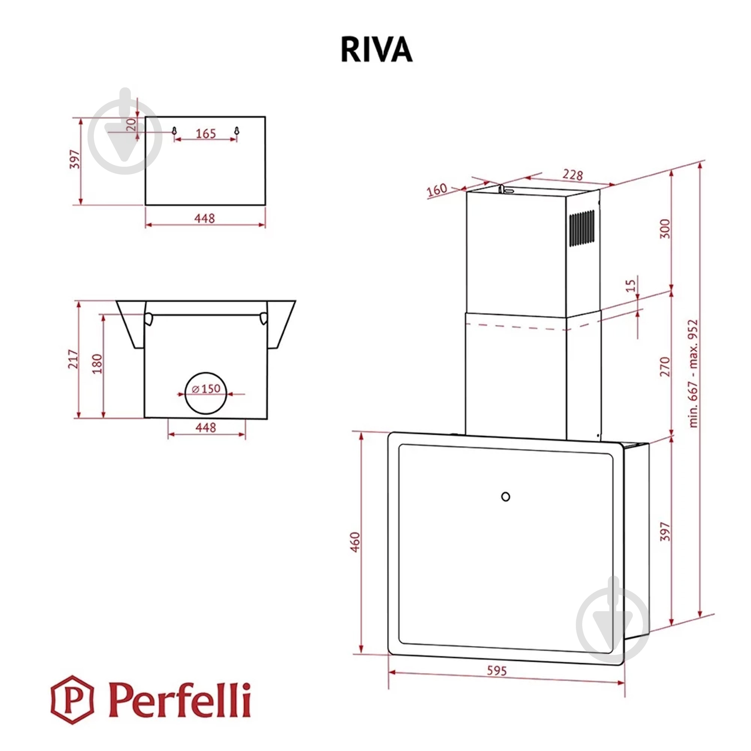Витяжка Perfelli RIVA NERO декоративна похила - фото 15