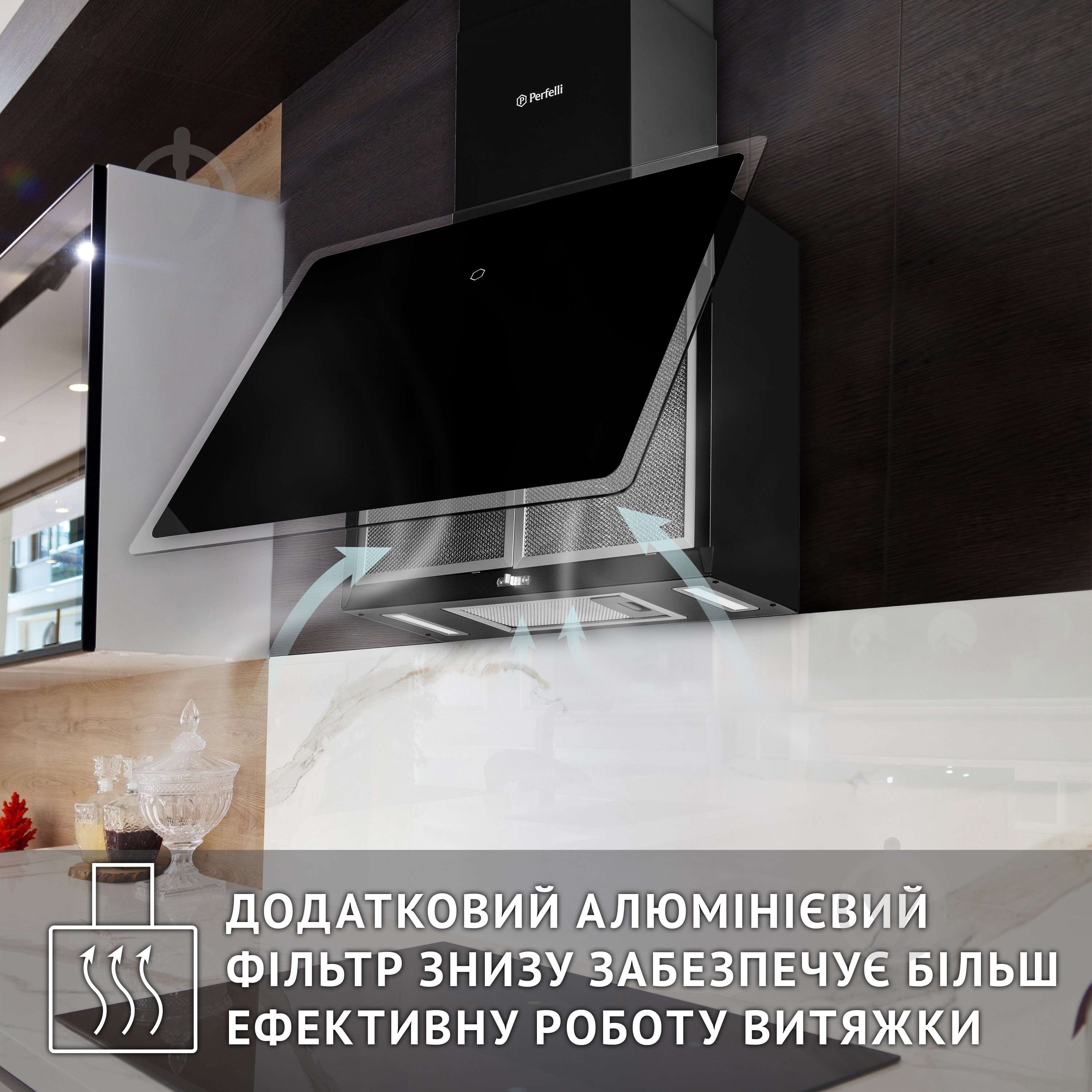 Витяжка Perfelli RIVA NERO декоративна похила - фото 7