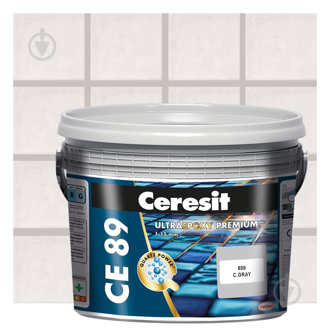 Затірка для плитки Ceresit епоксідна CE 89 ULTRAEPOXY PREMIUM 2,5 кг №807 відро сіра перлина - фото 1
