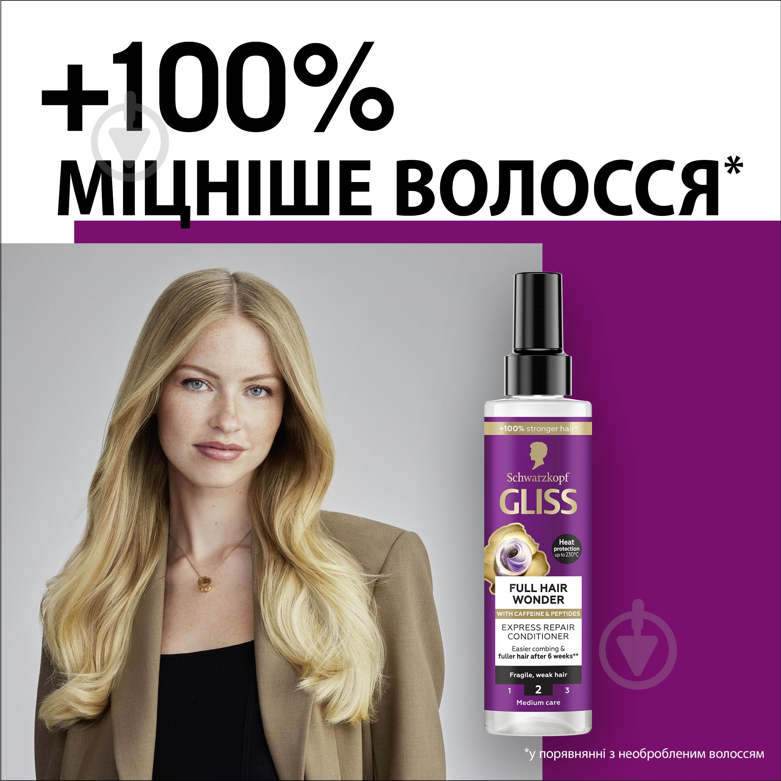Экспресс-кондиционер GLISS Full Hair Wonder восстанавливающий 200 мл - фото 3 Экспресс-кондиционер GLISS Full Hair Wonder восстанавливающий 200 мл - фото 3