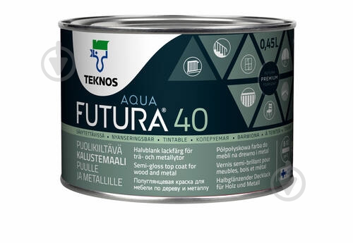 Краска TEKNOS Futura AQUA 40 T1659 полуглянец 0,45 л - фото 2