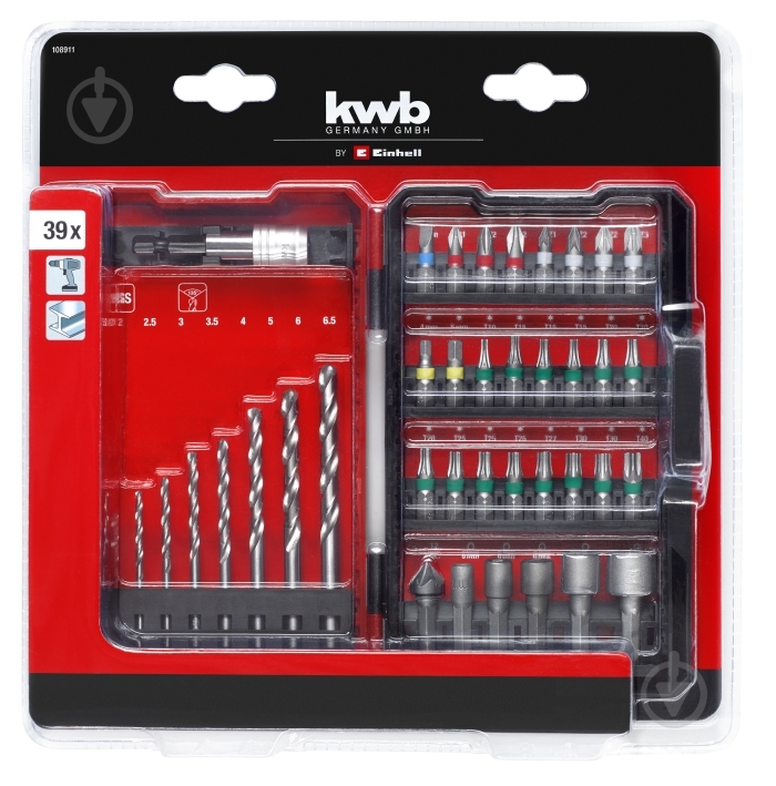 Набор бит и сверл KWB L-Box 39 шт. 108911 - фото 3
