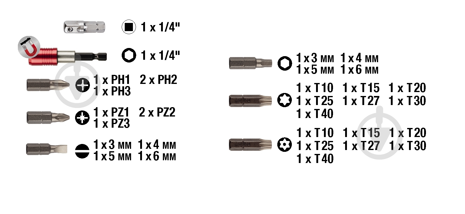 Набор бит KWB 32 шт. 118490 - фото 3