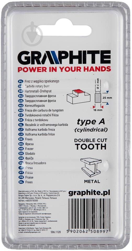 Фреза цилиндрическая GRAPHITE 55H355 - фото 2 Фреза цилиндрическая GRAPHITE 55H355 - фото 2