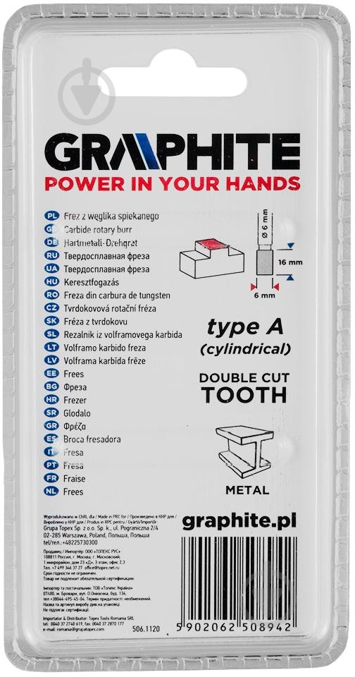 Фреза цилиндрическая GRAPHITE 55H350 - фото 2