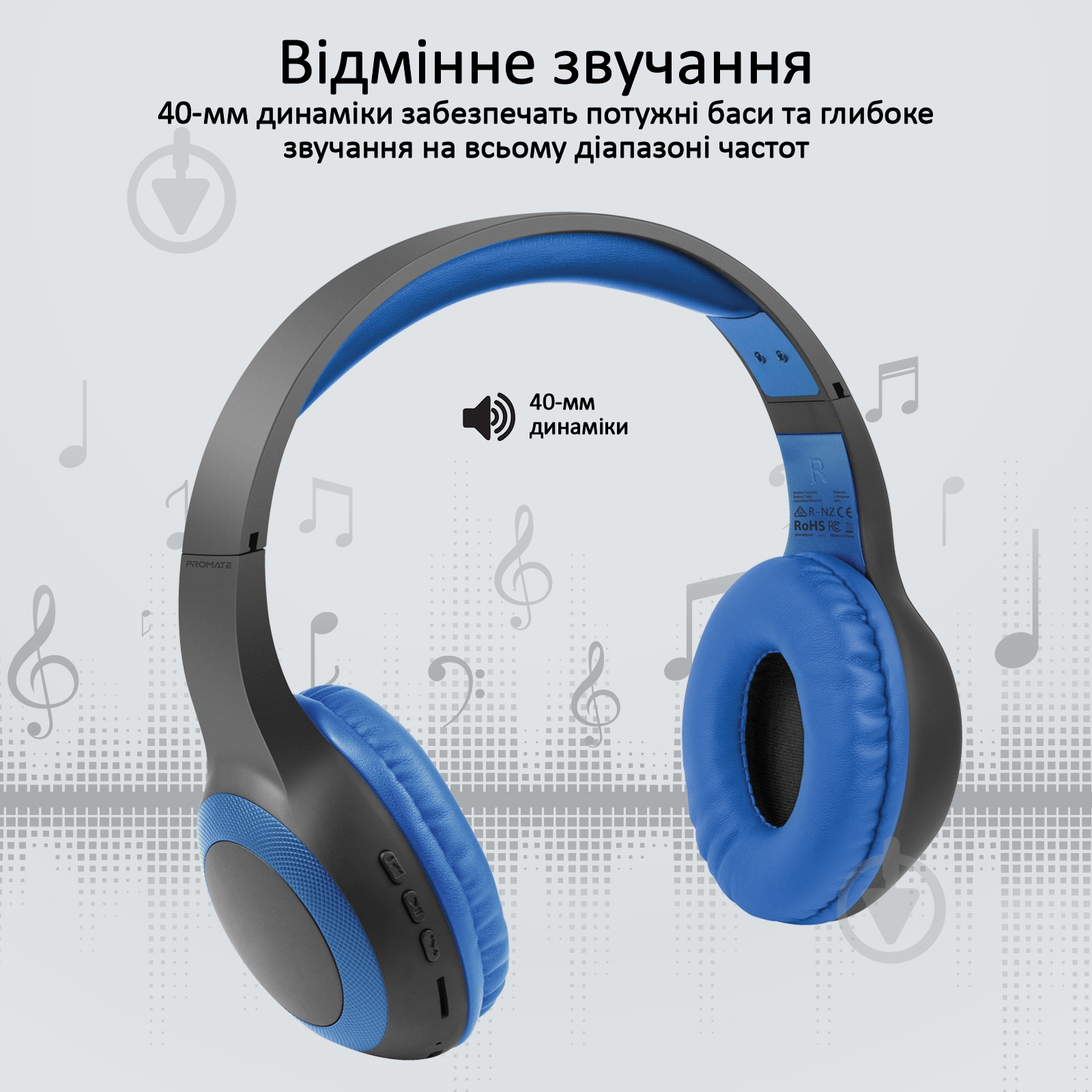 Навушники Promate LaBoca Bluetooth 5.0 blue (laboca.blue) - фото 3
