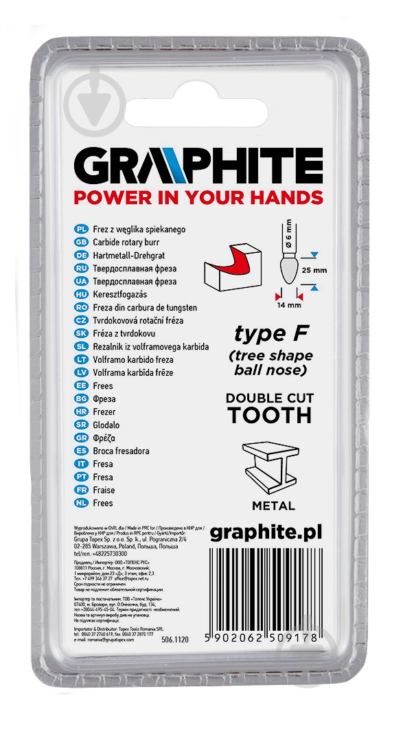 Фреза овальная GRAPHITE 55H373 - фото 3