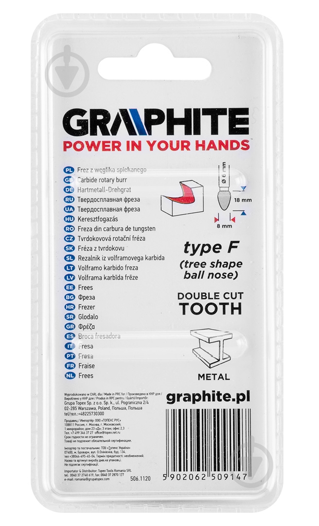 Фреза сфероконічна GRAPHITE 55H370 - фото 3 Фреза сфероконічна GRAPHITE 55H370 - фото 3