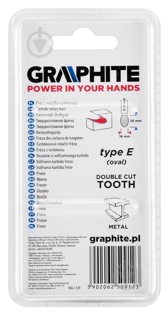 Фреза овальная GRAPHITE 55H368 - фото 3 Фреза овальная GRAPHITE 55H368 - фото 3