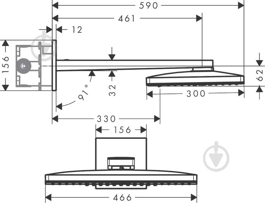 Верхний душ Hansgrohe Rainmaker Select 460 (24005400) - фото 2 Верхний душ Hansgrohe Rainmaker Select 460 (24005400) - фото 2
