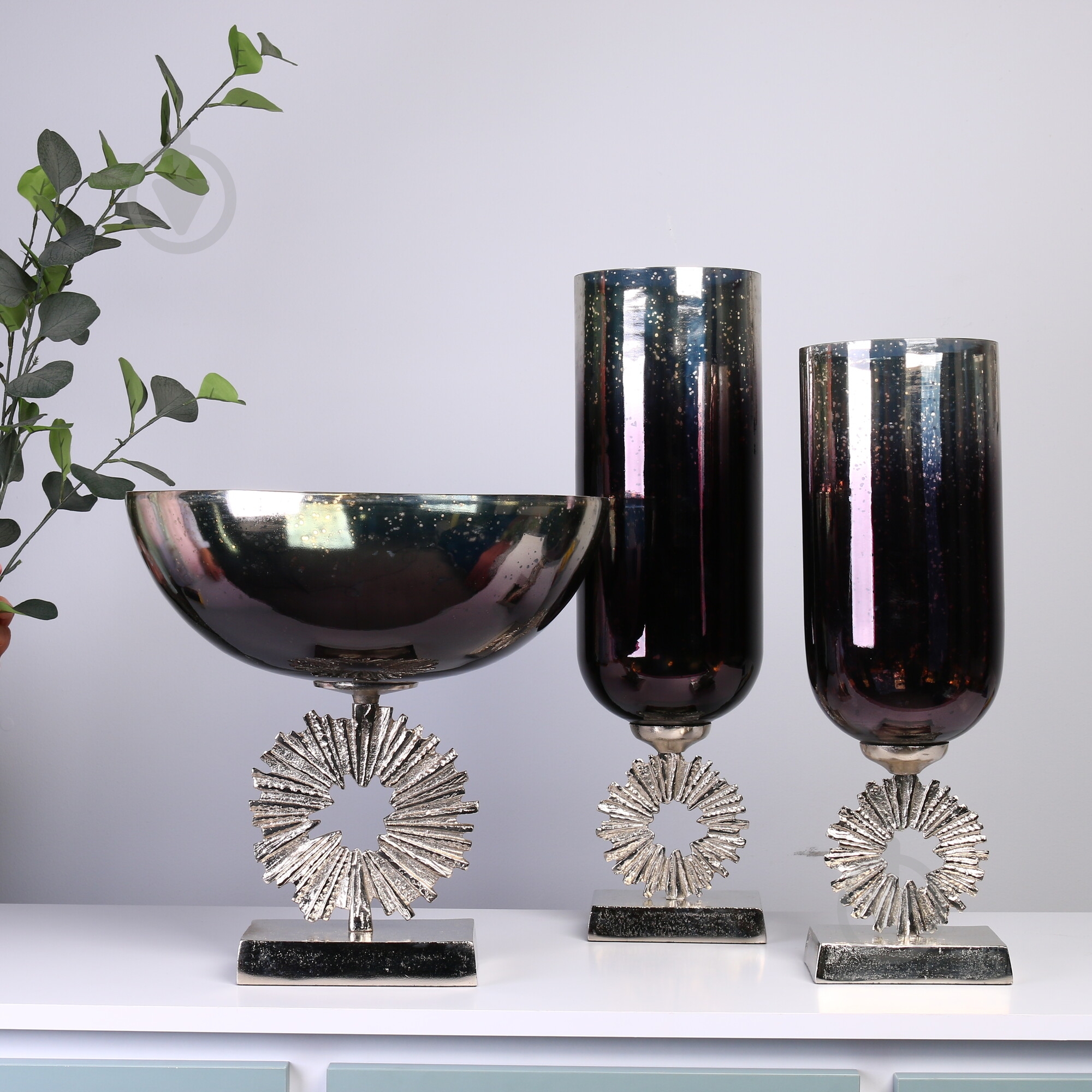 Ваза PANACHE Starburst 56 см темно-синий с золотым/никель 31176 - фото 6 Ваза PANACHE Starburst 56 см темно-синий с золотым/никель 31176 - фото 6