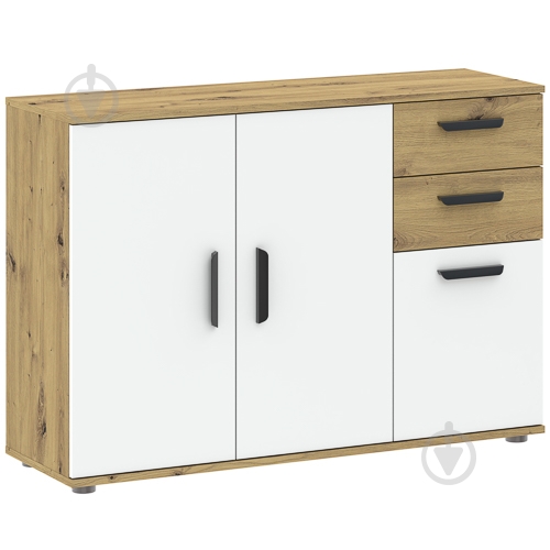 Комод Intermeble BASIC TWO 3д2ш 1070x750x332 мм дуб артизан/белый - фото 1