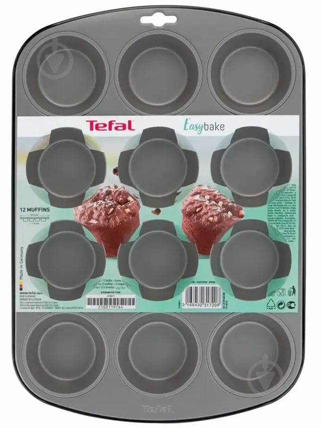 Форма для выпекания Tefal мафинов Easybake baking на 12 шт 38x27x3 см J1745074 - фото 1