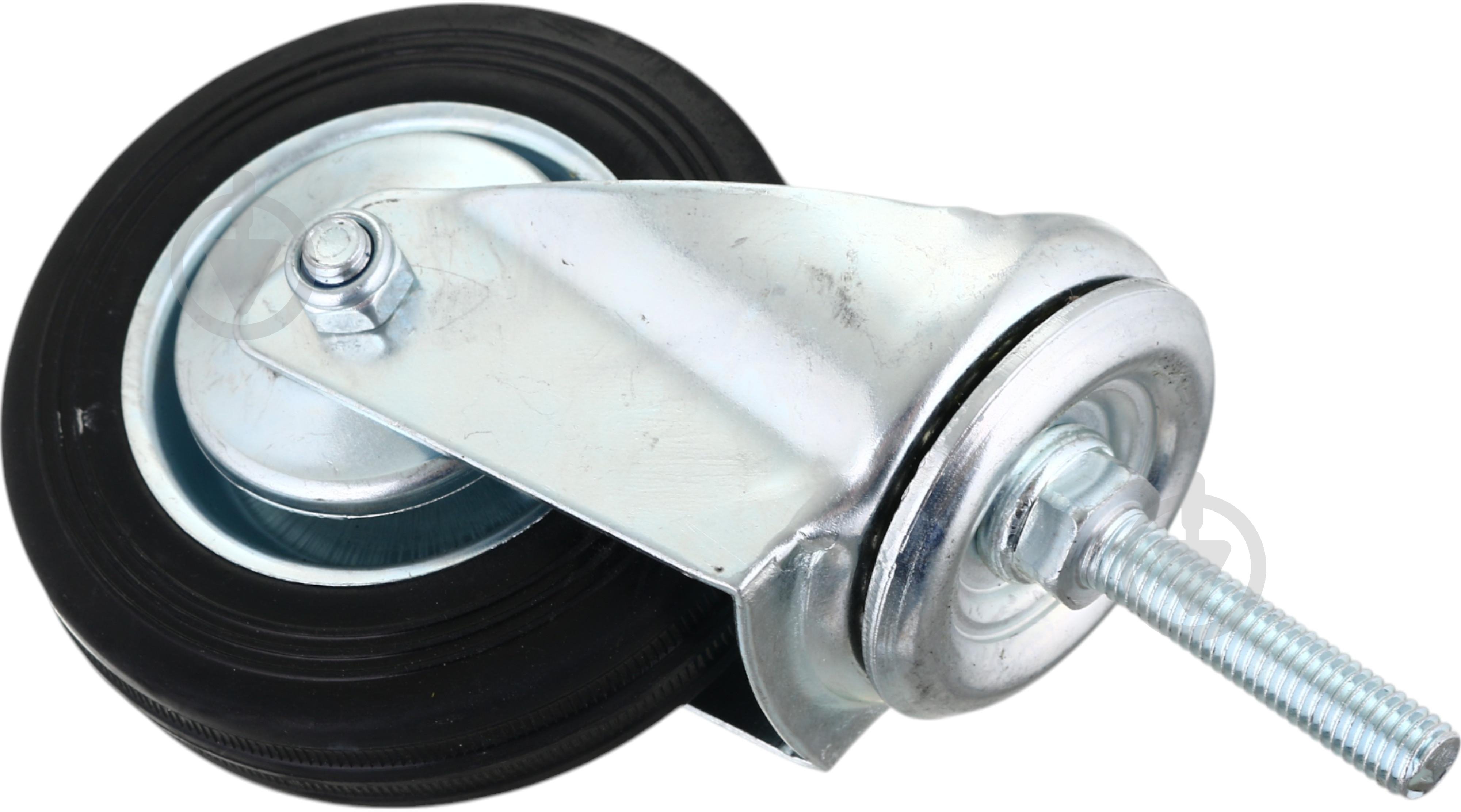 Колесо d100 мм резиновое поворотное с резьбовым штырем M10 - фото 3 Колесо d100 мм резиновое поворотное с резьбовым штырем M10 - фото 3