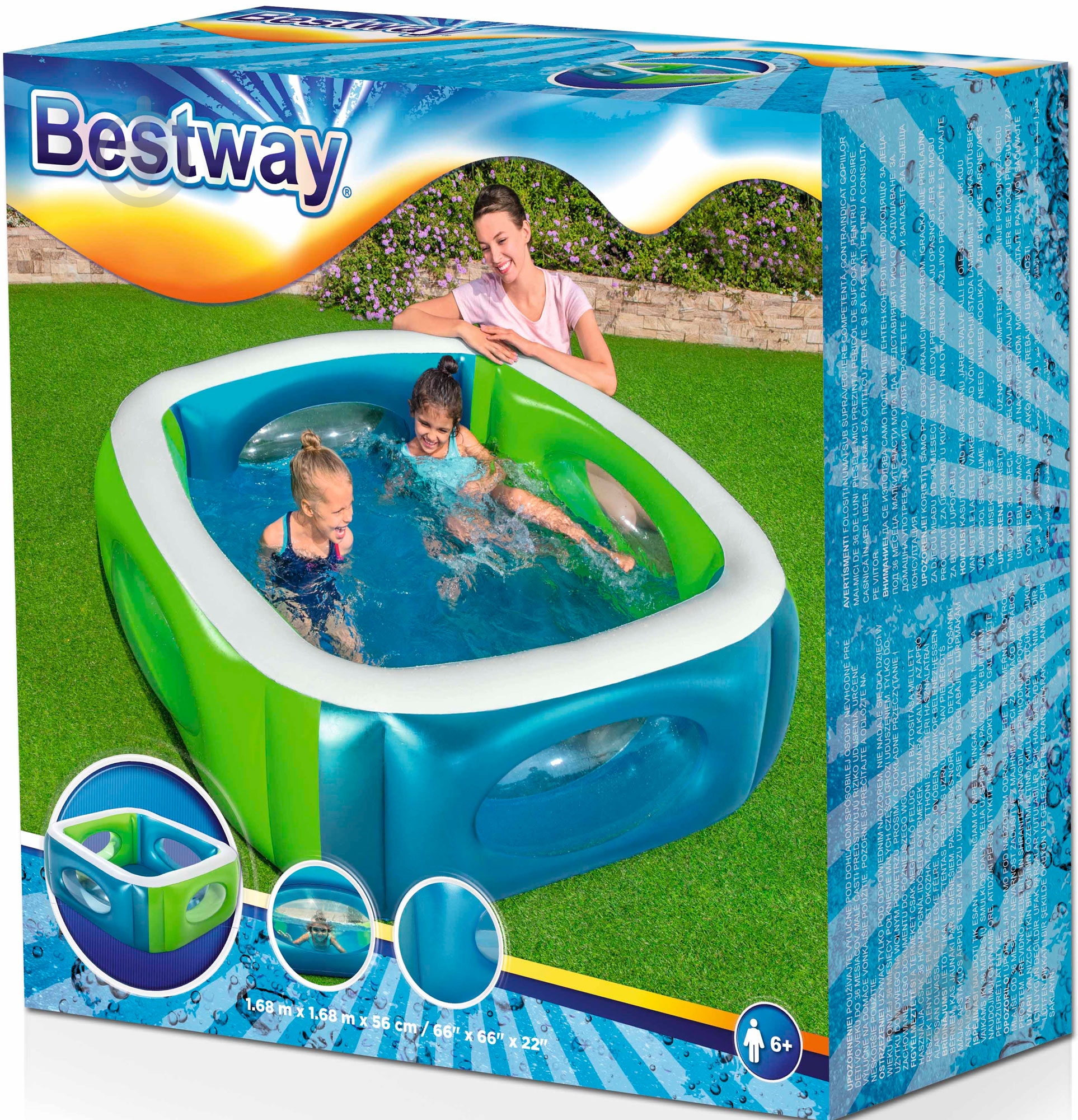 Бассейн надувной Bestway с окошками 168х168 см - фото 12