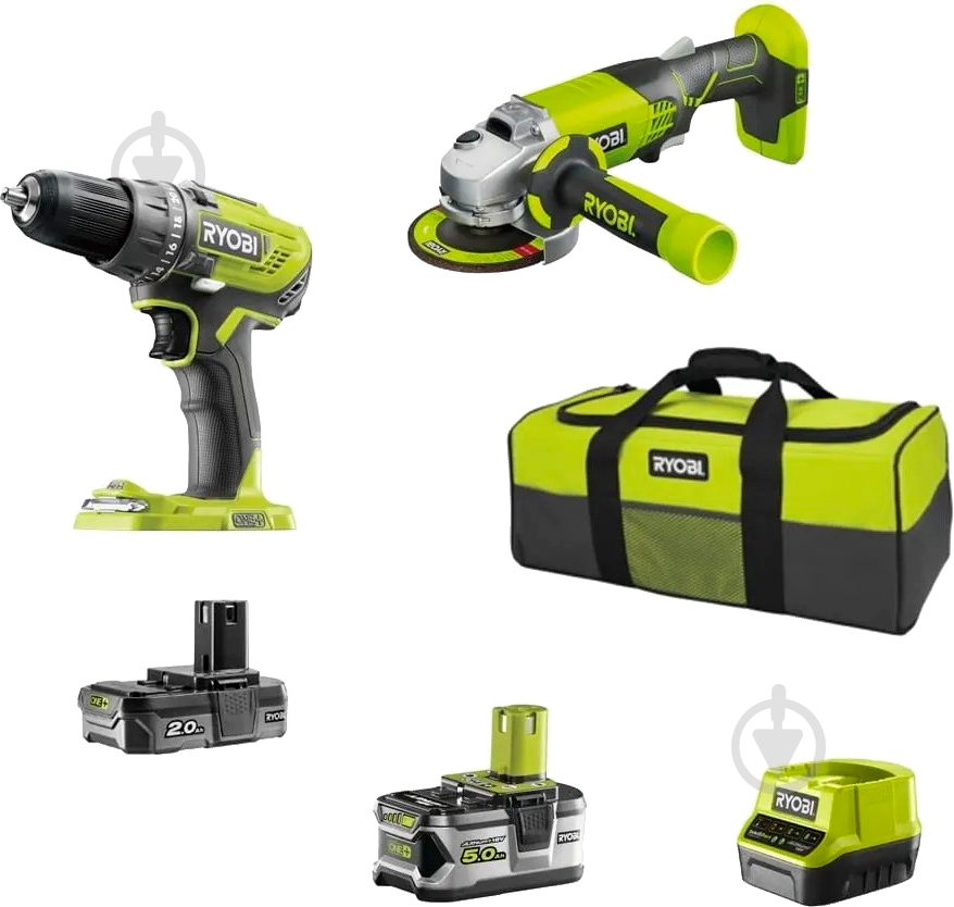 Набор аккумуляторного инструмента RYOBI R18DDAG-252S - фото 1