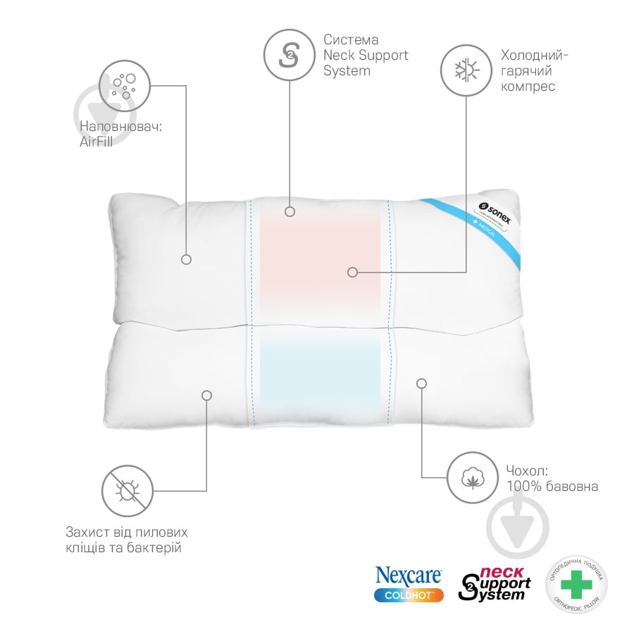 Подушка Medisoft Spa 50x70 см Антибактериальная Sonex - фото 3