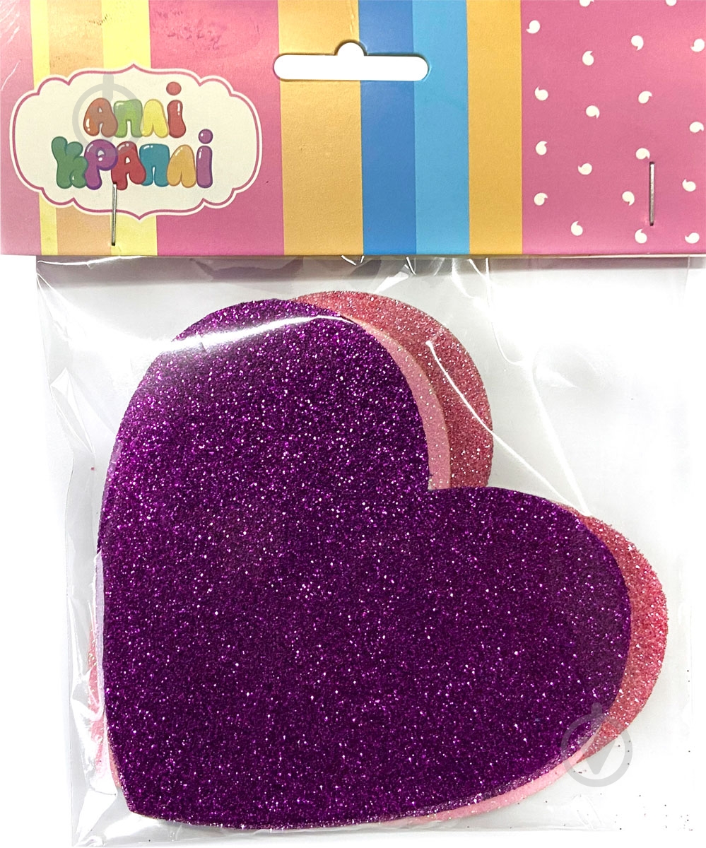 Декор из глиттера Сердца 6 шт. Аплі Краплі - фото 1
