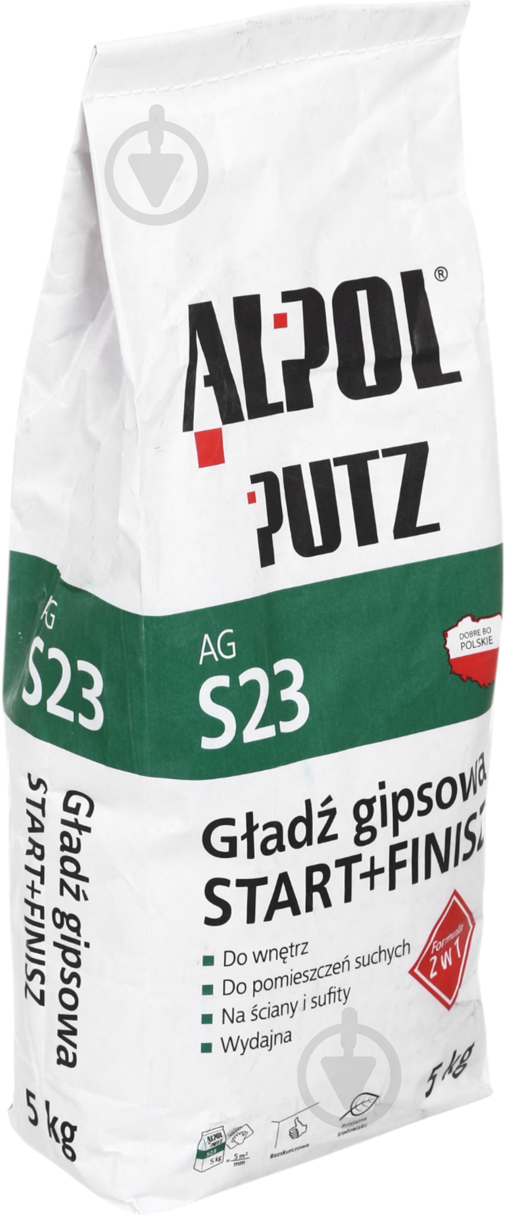 Шпаклевка Alpol гипсовая 2в1 (старт+финиш) Putz AG S23 5кг - фото 2