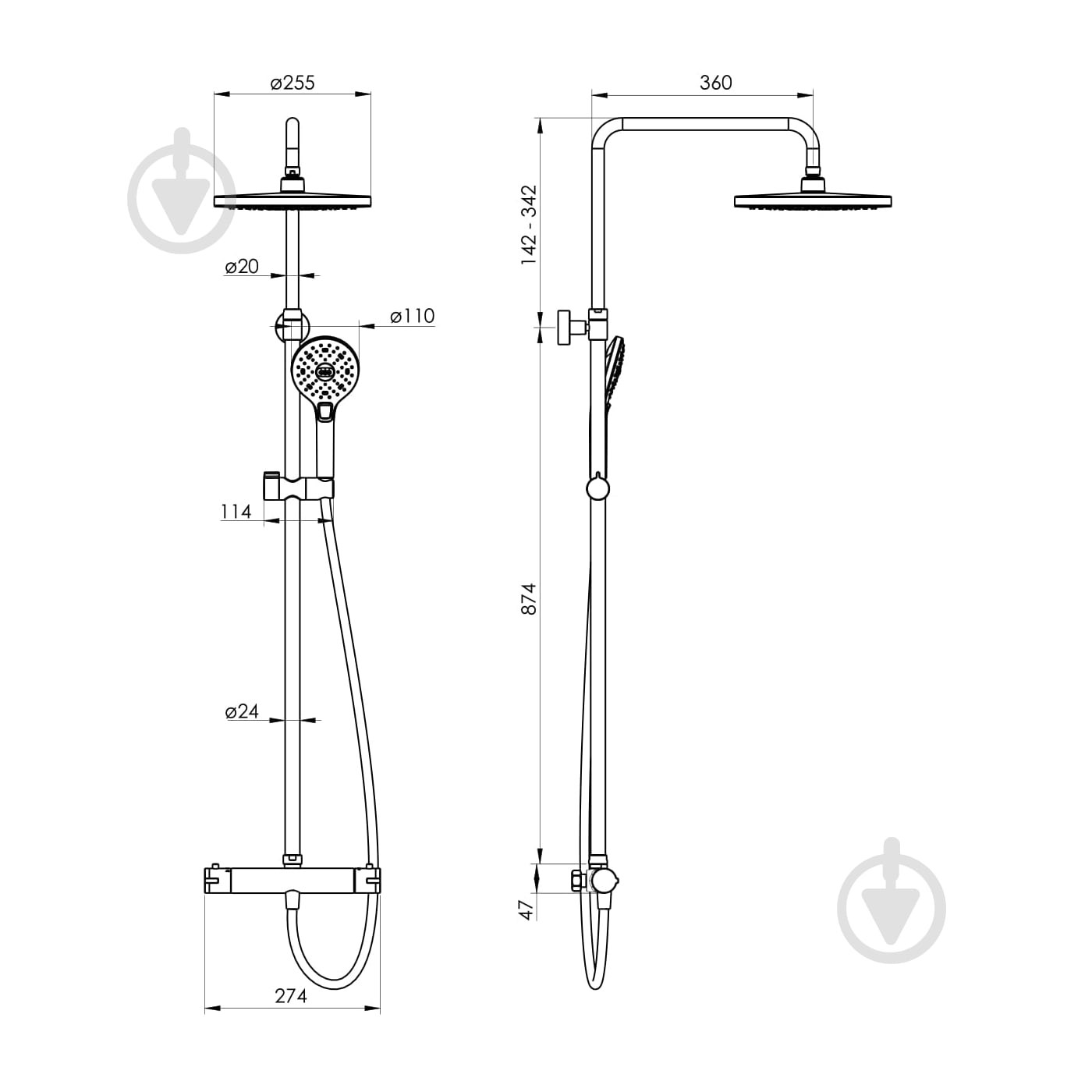 Душевая система Imprese Centrum T-15261SR с термостатом - фото 2