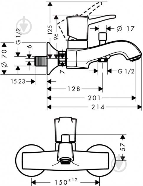 Смеситель для ванны Hansgrohe Metropol Classic (31340090) - фото 2