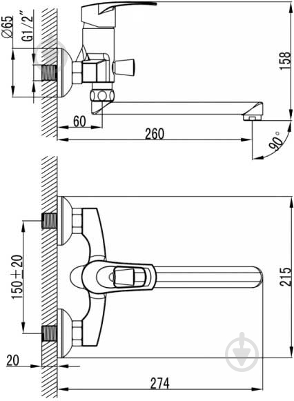 Смеситель для ванны Imprese Lidice 35095 - фото 2 Смеситель для ванны Imprese Lidice 35095 - фото 2