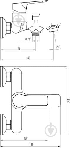Смеситель для ванны Imprese Kucera 10105 - фото 2