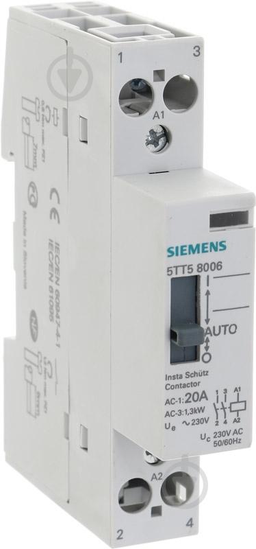 Контактор Siemens AUT 2НО 230 V 20 A 5TT5800-6 - фото 1
