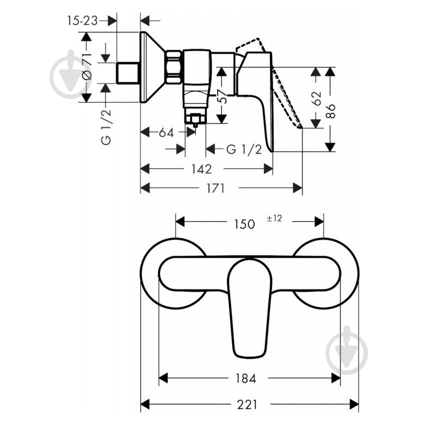 Змішувач для душу Hansgrohe Talis E 71760670 чорний матовий - фото 2