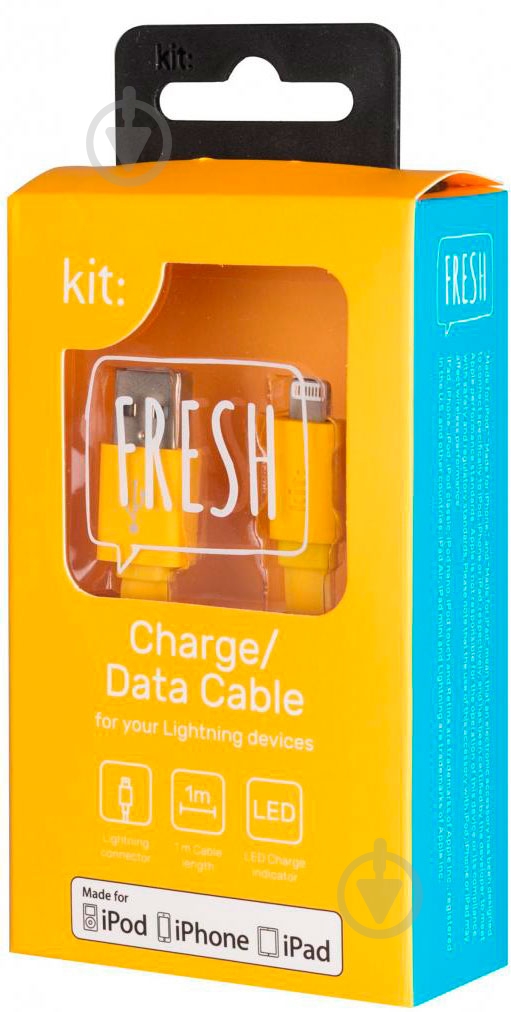 Кабель Kit Lightning – USB 2.0 1 м желтый (IP5USBFRESHYL) - фото 3
