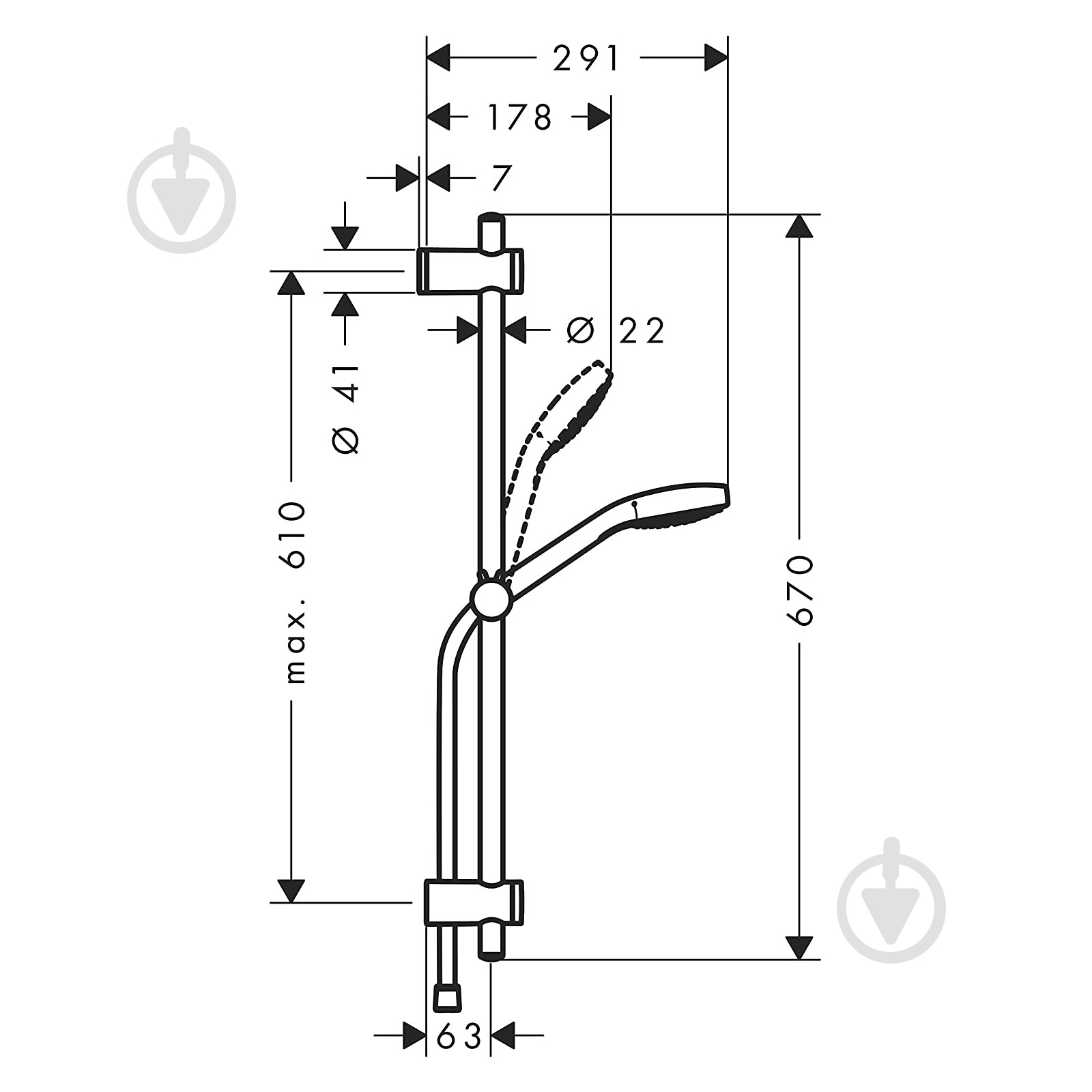 Душевой гарнитур Hansgrohe My Select S 1jet 26711400 - фото 2