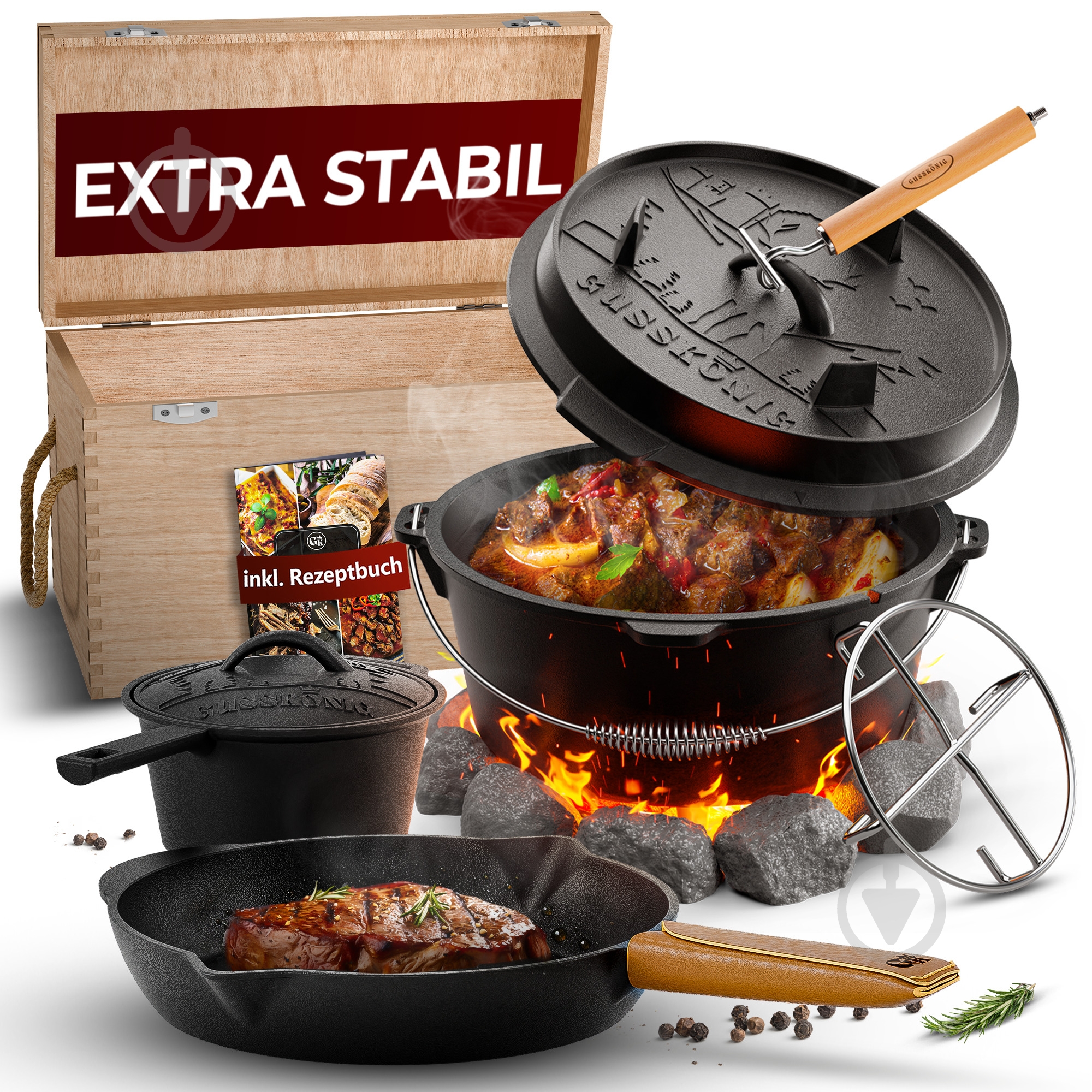 Набір посуду Gusskoenig ø250 мм 100 мм 4,5 л Extra Stabil - фото 1 Набір посуду Gusskoenig ø250 мм 100 мм 4,5 л Extra Stabil - фото 1