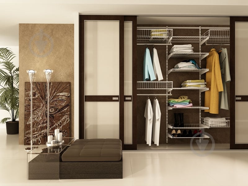 Кронштейн к гардеробной системе Kolchuga 406 мм двойной для металлической полки белый - фото 8