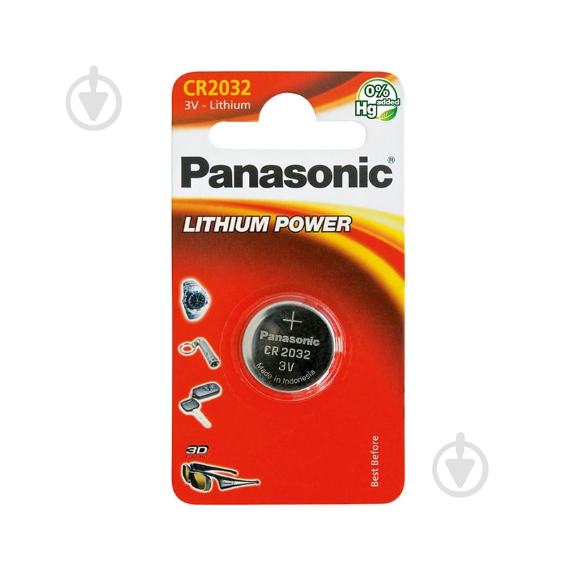 Батарейка Panasonic Lithium Power CR2032/CR 1 шт. (CR-2032EL/1B) - фото 1