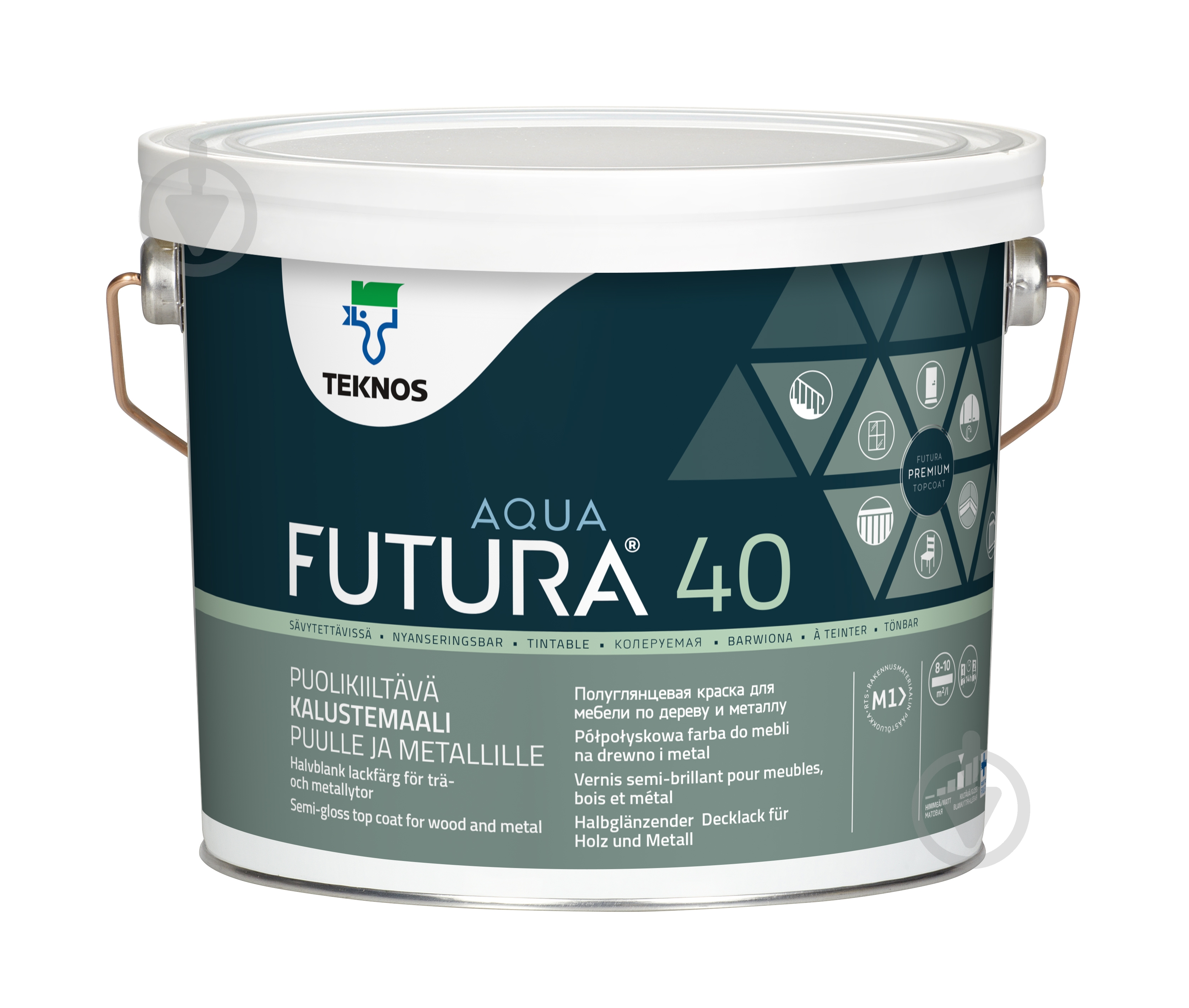 Краска TEKNOS Futura AQUA 40 T1585 полуглянец 2,7 л - фото 2