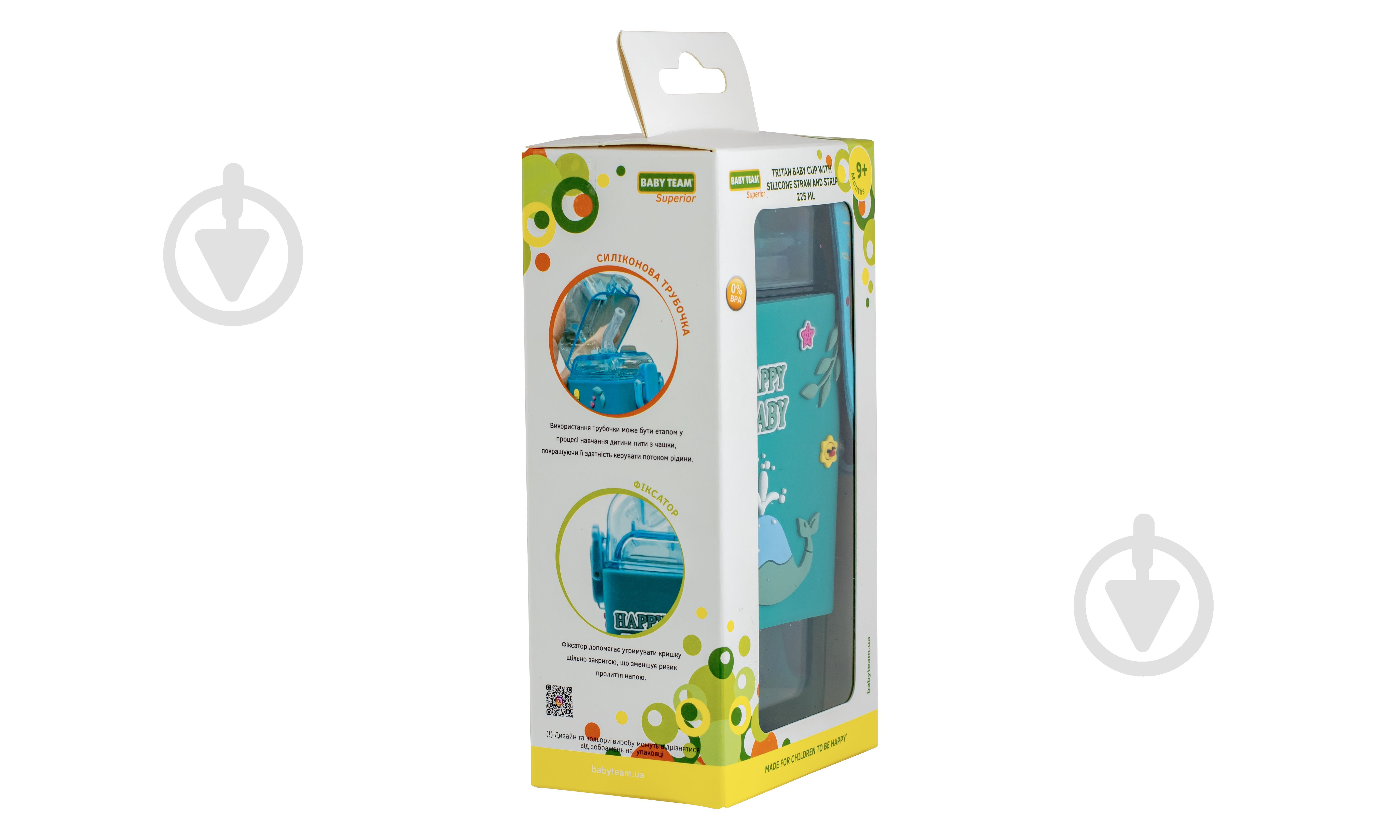 Поїльник Baby Team тритановий з силіконовою трубочкою та ремінцем 225 мл 5091 - фото 8