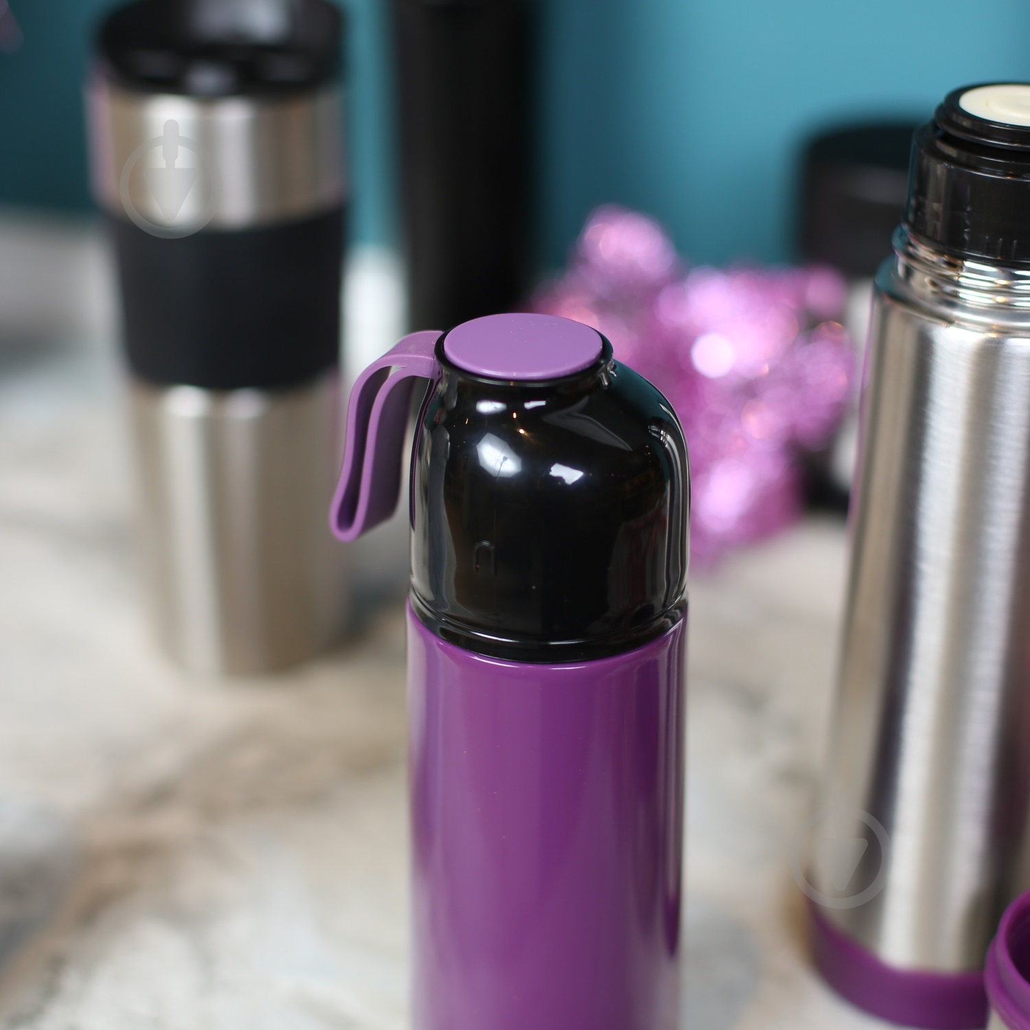 Термос UP! (Underprice) Basic фиолетовый с черным 500 мл - фото 2